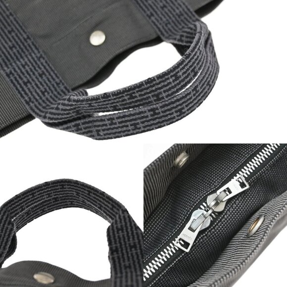 HERMES Logo Herline MM Hand Tote Bag Canvas Gray SHW Made In France 38KA972 - Picture 16 of 16